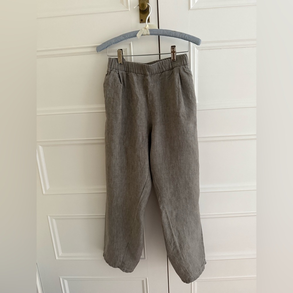 Eileen Fisher Charcoal Linen Trousers
